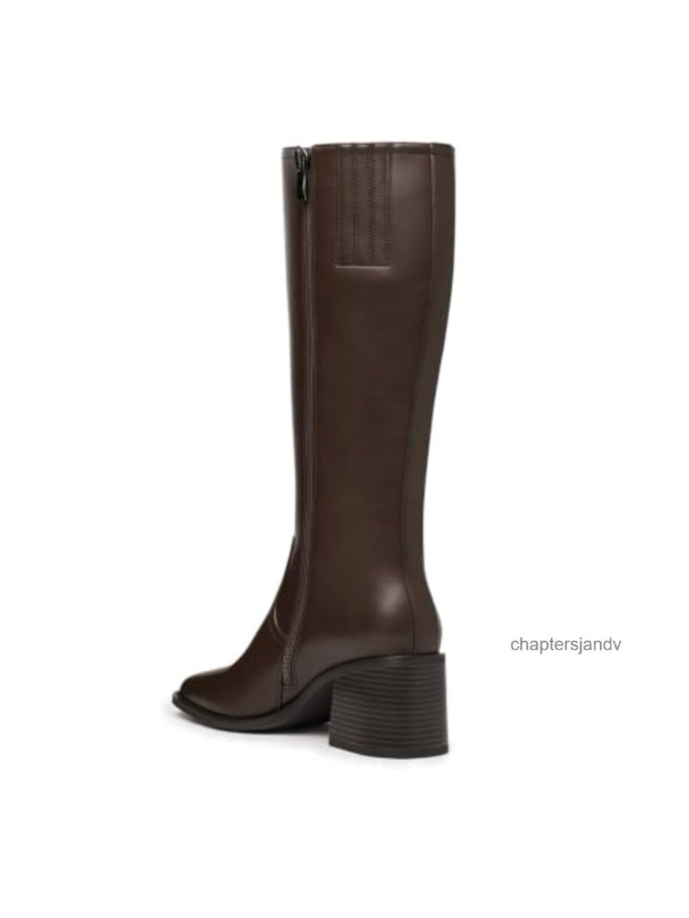 Square Toe Knee High Boots Chunky Heel Faux Leather Tall Boots - Picture 5 of 6